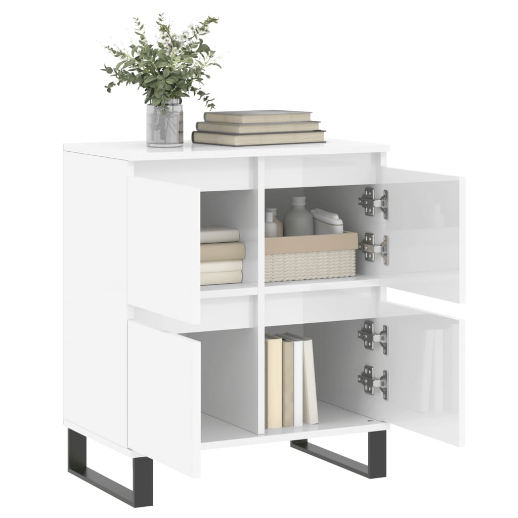 skænk 60x35x70 cm konstrueret træ hvid højglans