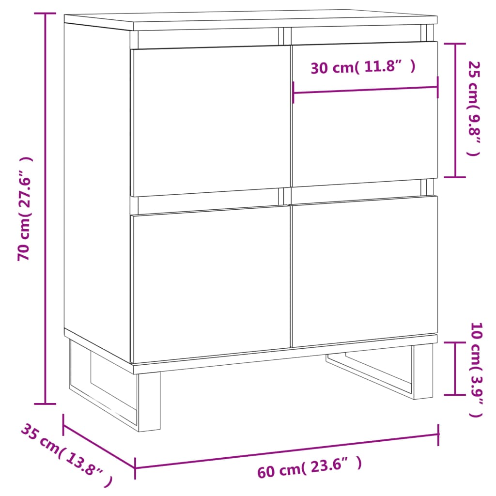 skænk 60x35x70 cm konstrueret træ røget egetræsfarve
