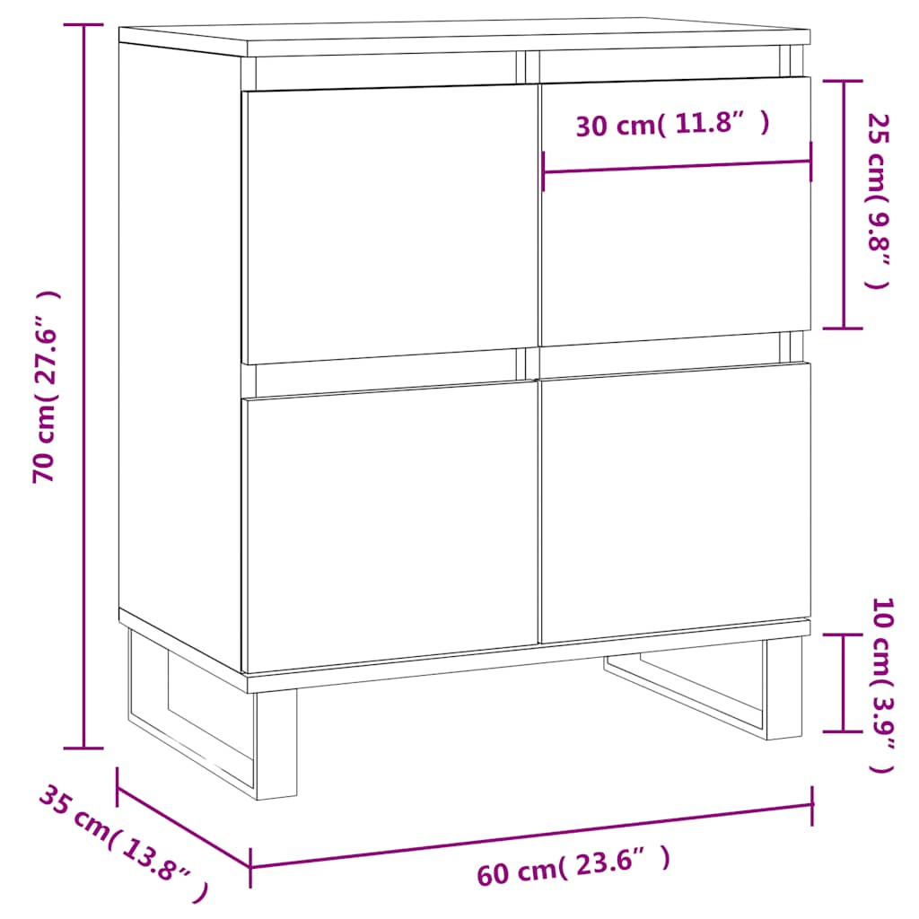 skænk 60x35x70 cm konstrueret træ grå sonoma-eg