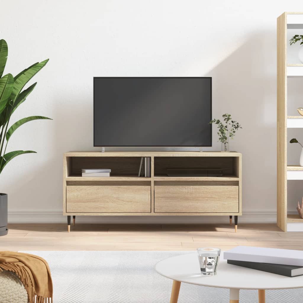 tv-bord 100x34,5x44,5 cm konstrueret træ sonoma-eg