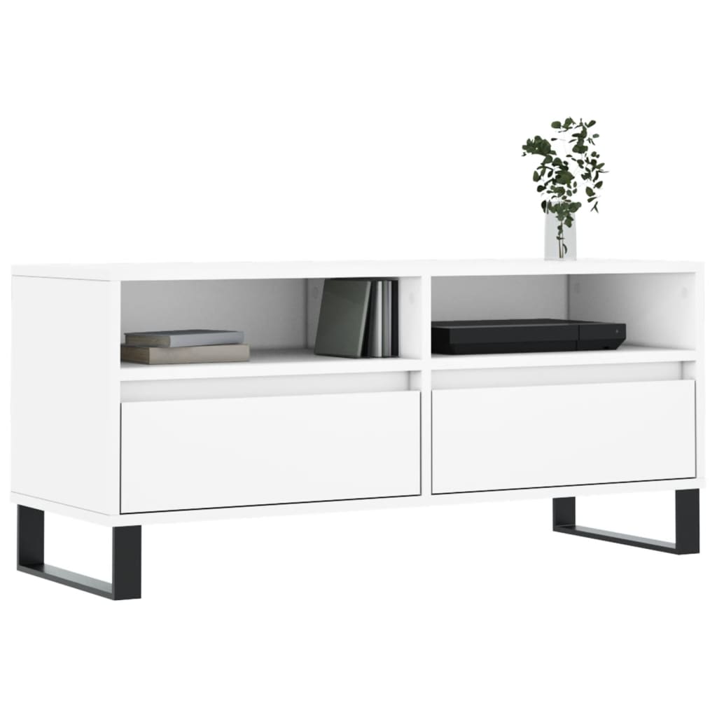 tv-bord 100x34,5x44,5 cm konstrueret træ hvid