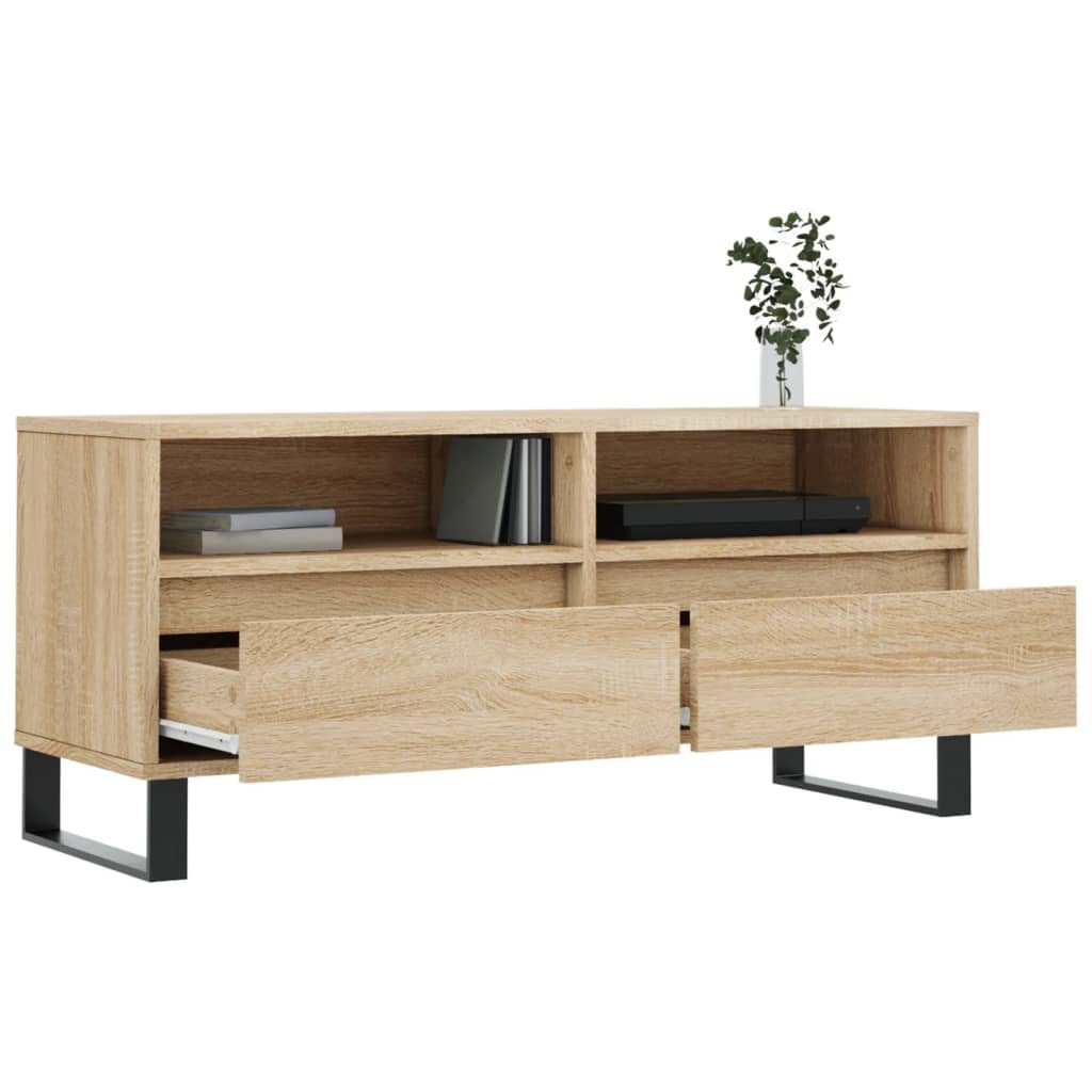 tv-bord 100x34,5x44,5 cm konstrueret træ sonoma-eg