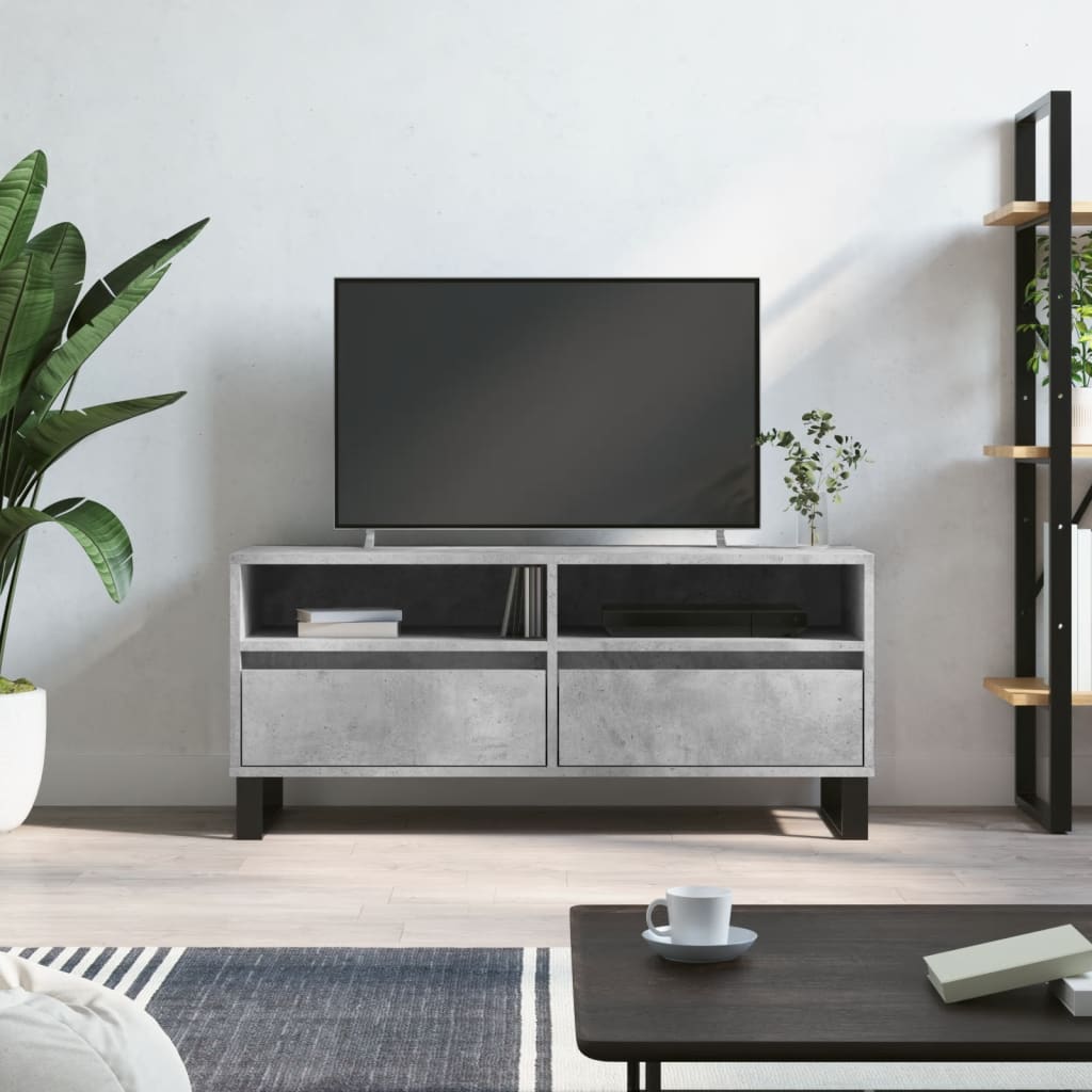 tv-bord 100x34,5x44,5 cm konstrueret træ betongrå