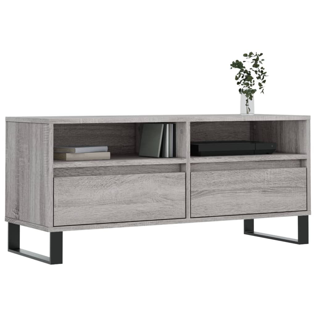 tv-bord 100x34,5x44,5 cm konstrueret træ grå sonoma-eg