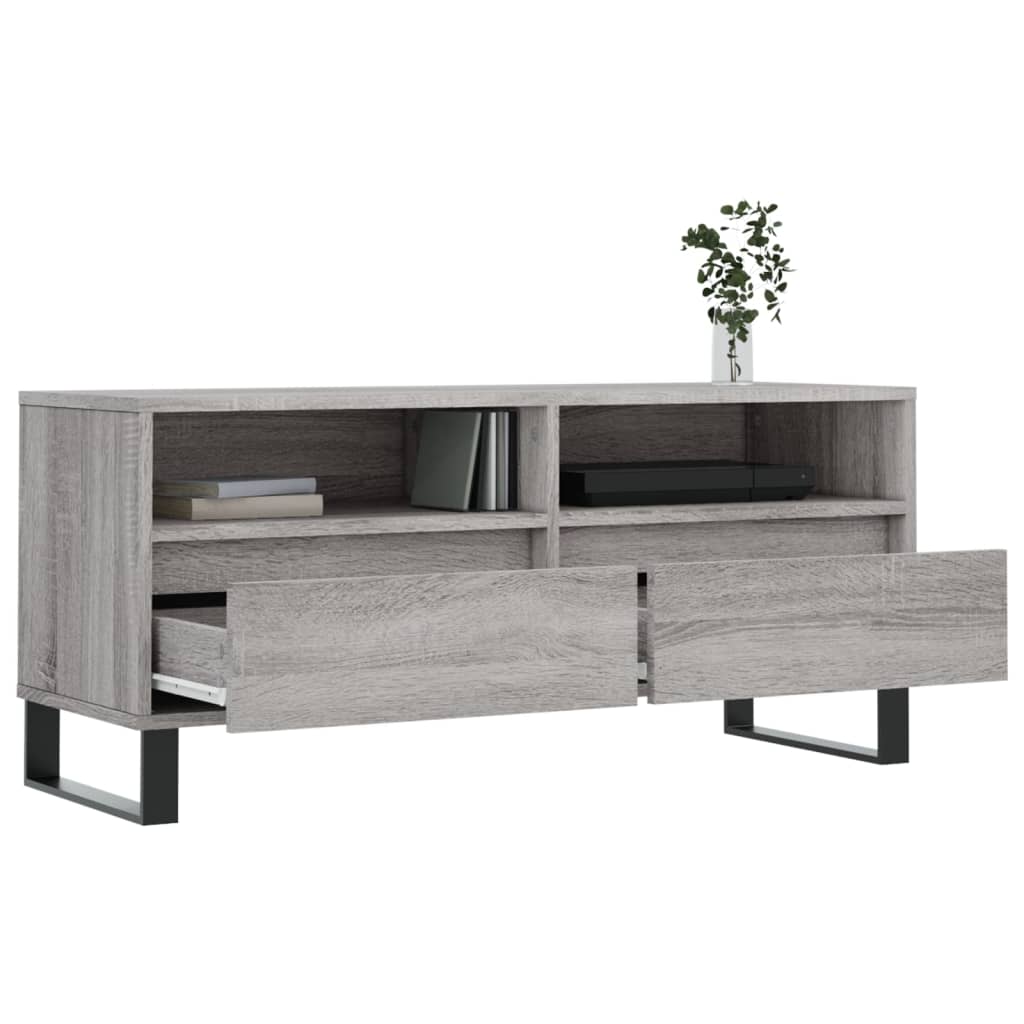 tv-bord 100x34,5x44,5 cm konstrueret træ grå sonoma-eg