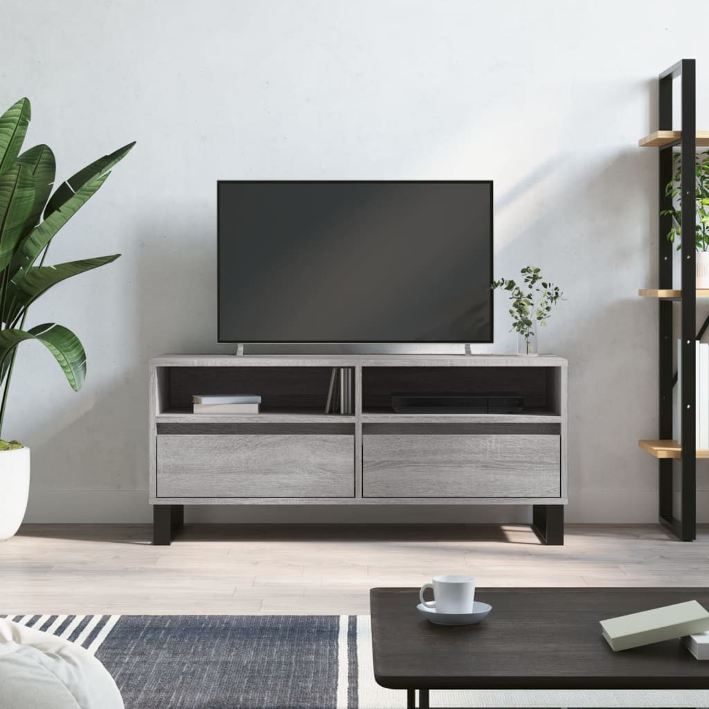 tv-bord 100x34,5x44,5 cm konstrueret træ grå sonoma-eg