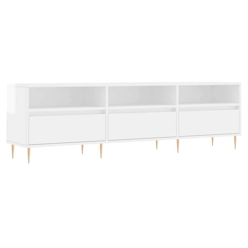 tv-bord 150x30x44,5 cm konstrueret træ hvid højglans