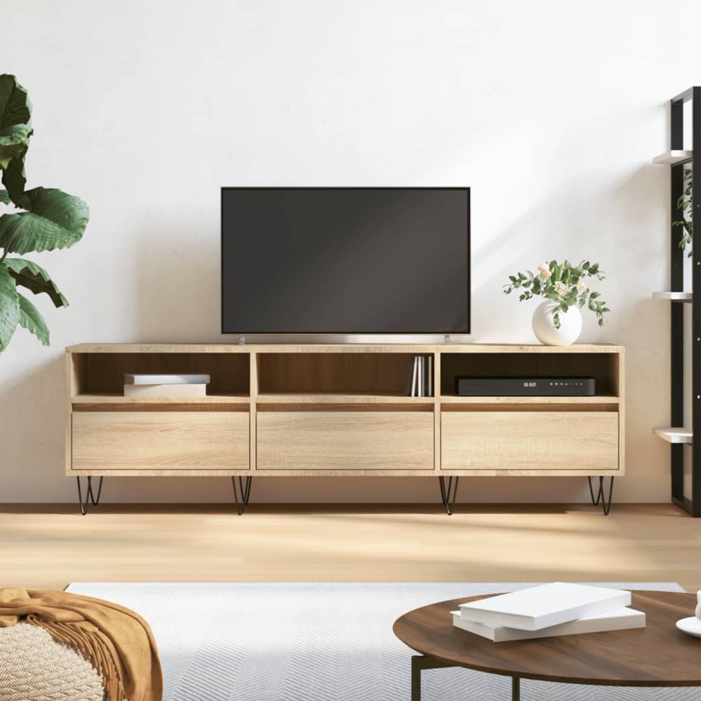 tv-bord 150x30x44,5 cm konstrueret træ sonoma-eg