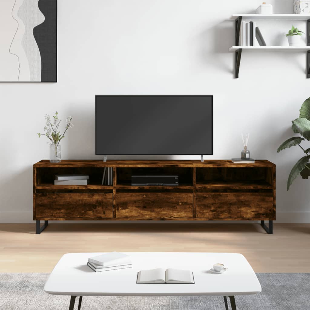 tv-bord 150x30x44,5 cm konstrueret træ røget egetræsfarve