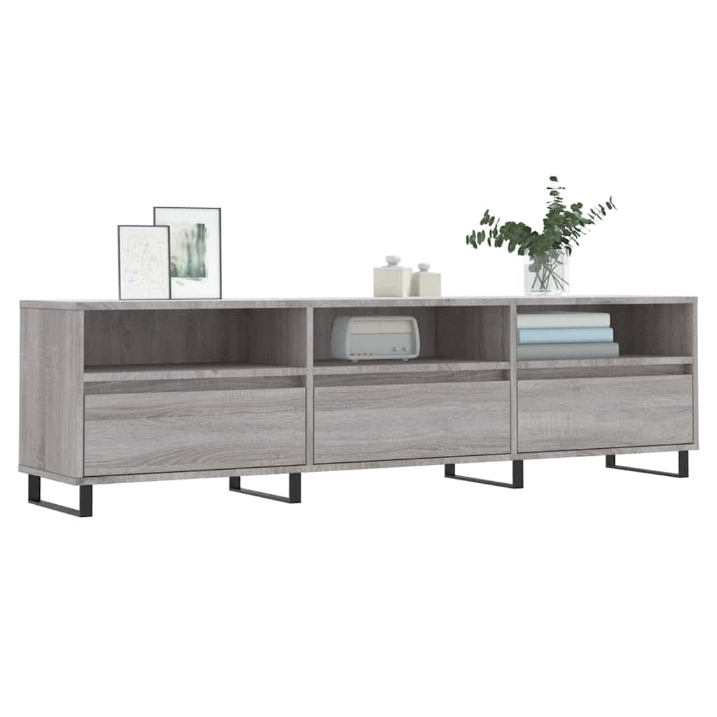 tv-bord 150x30x44,5 cm konstrueret træ grå sonoma-eg