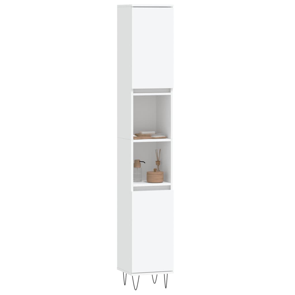 badeværelsesskab 30x30x190 cm konstrueret træ hvid