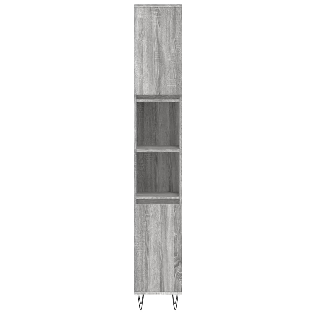 badeværelsesskab 30x30x190 cm konstrueret træ grå sonoma-eg