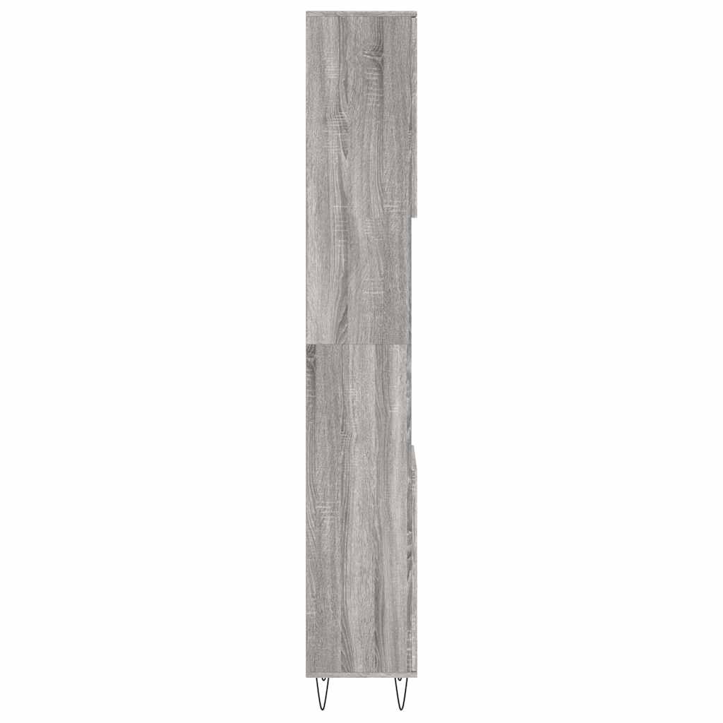badeværelsesskab 30x30x190 cm konstrueret træ grå sonoma-eg