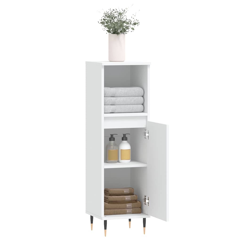 badeværelsesskab 30x30x100 cm konstrueret træ hvid