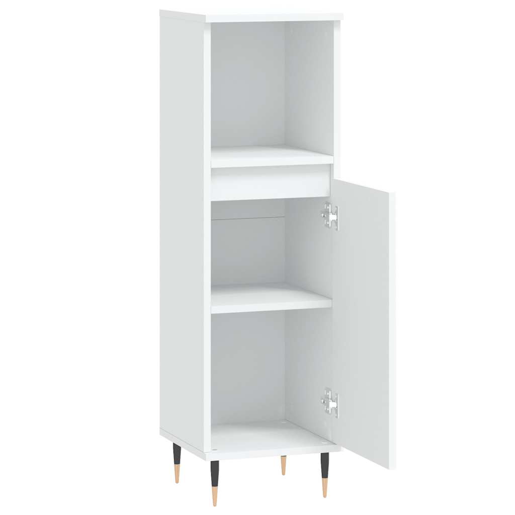 badeværelsesskab 30x30x100 cm konstrueret træ hvid