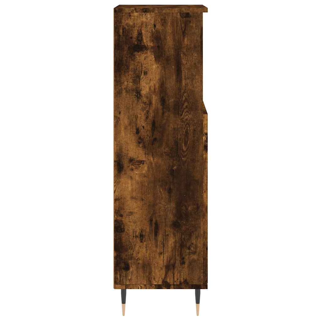 badeværelsesskab 30x30x100 cm konstrueret træ røget egetræ
