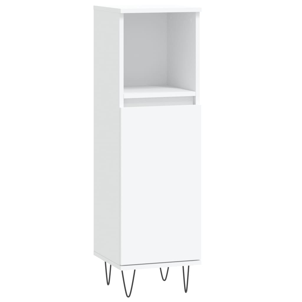 badeværelsesskab 30x30x100 cm konstrueret træ hvid