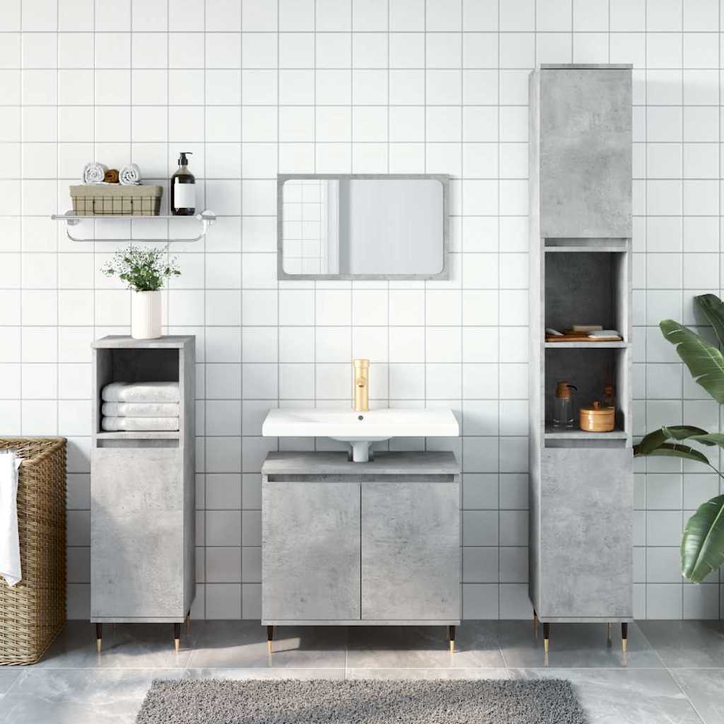 badeværelsesskab 58x33x60 cm konstrueret træ betongrå