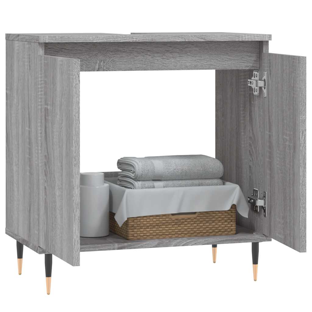 badeværelsesskab 58x33x60 cm konstrueret træ grå sonoma-eg