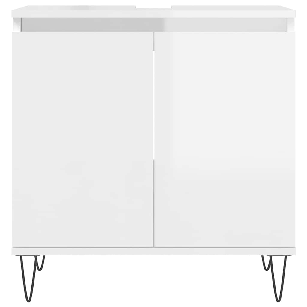 badeværelsesskab 58x33x60 cm konstrueret træ hvid højglans