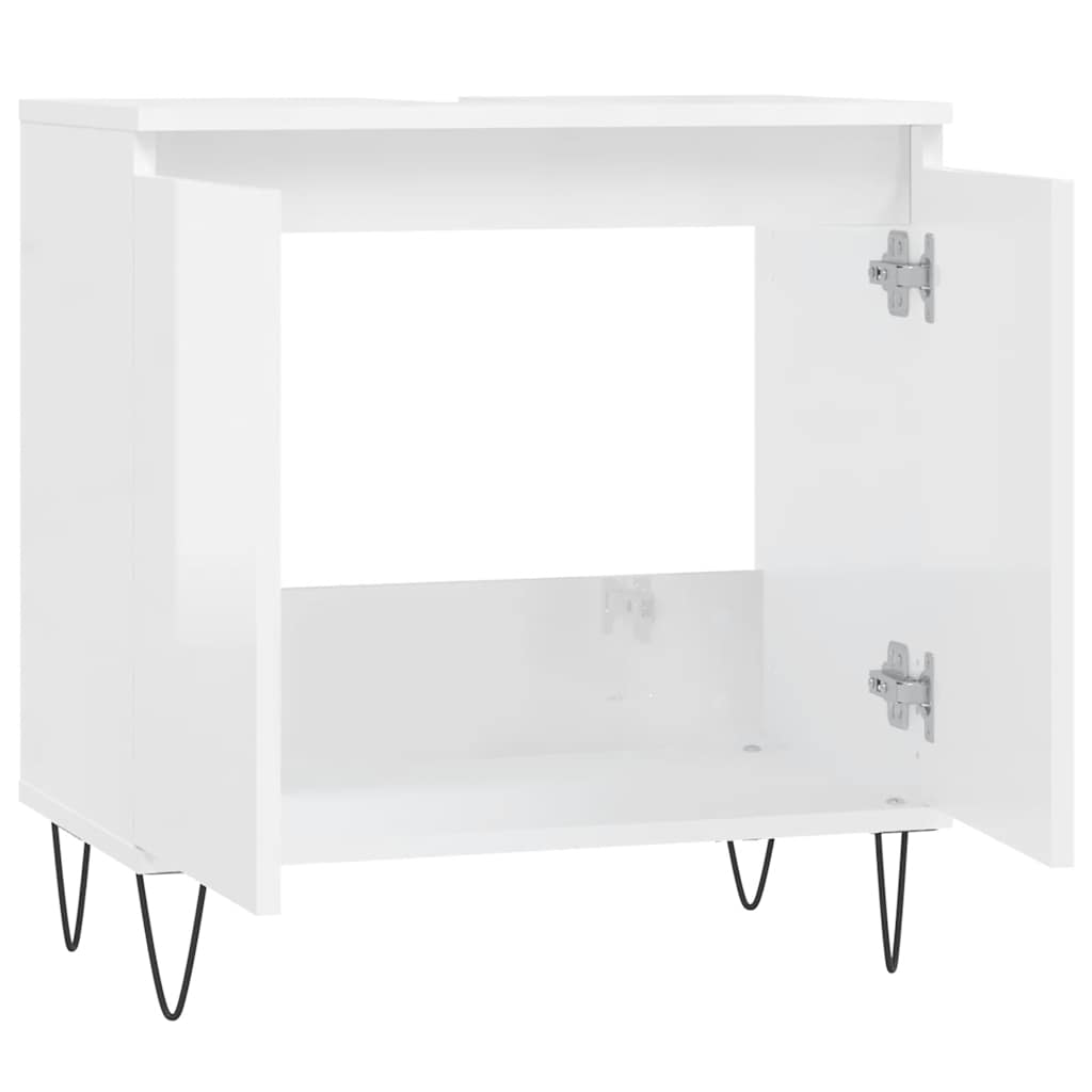 badeværelsesskab 58x33x60 cm konstrueret træ hvid højglans