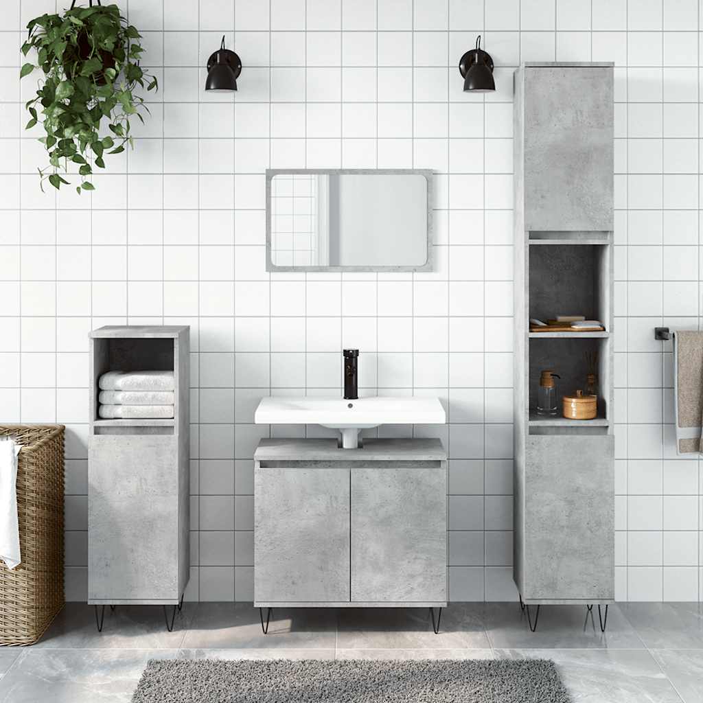 badeværelsesskab 58x33x60 cm konstrueret træ betongrå