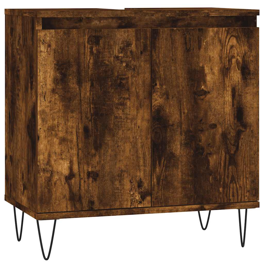 badeværelsesskab 58x33x60 cm konstrueret træ røget egetræsfarve