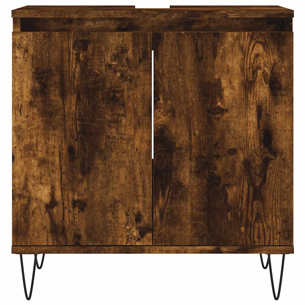 badeværelsesskab 58x33x60 cm konstrueret træ røget egetræsfarve
