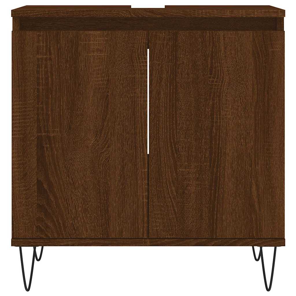 badeværelsesskab 58x33x60 cm konstrueret træ brun egetræsfarve