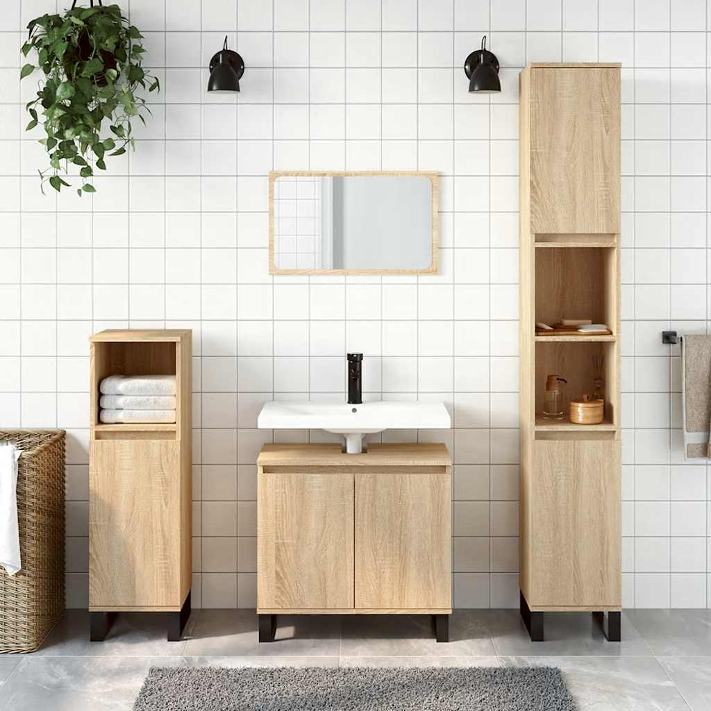 badeværelsesskab 58x33x60 cm konstrueret træ sonoma-eg