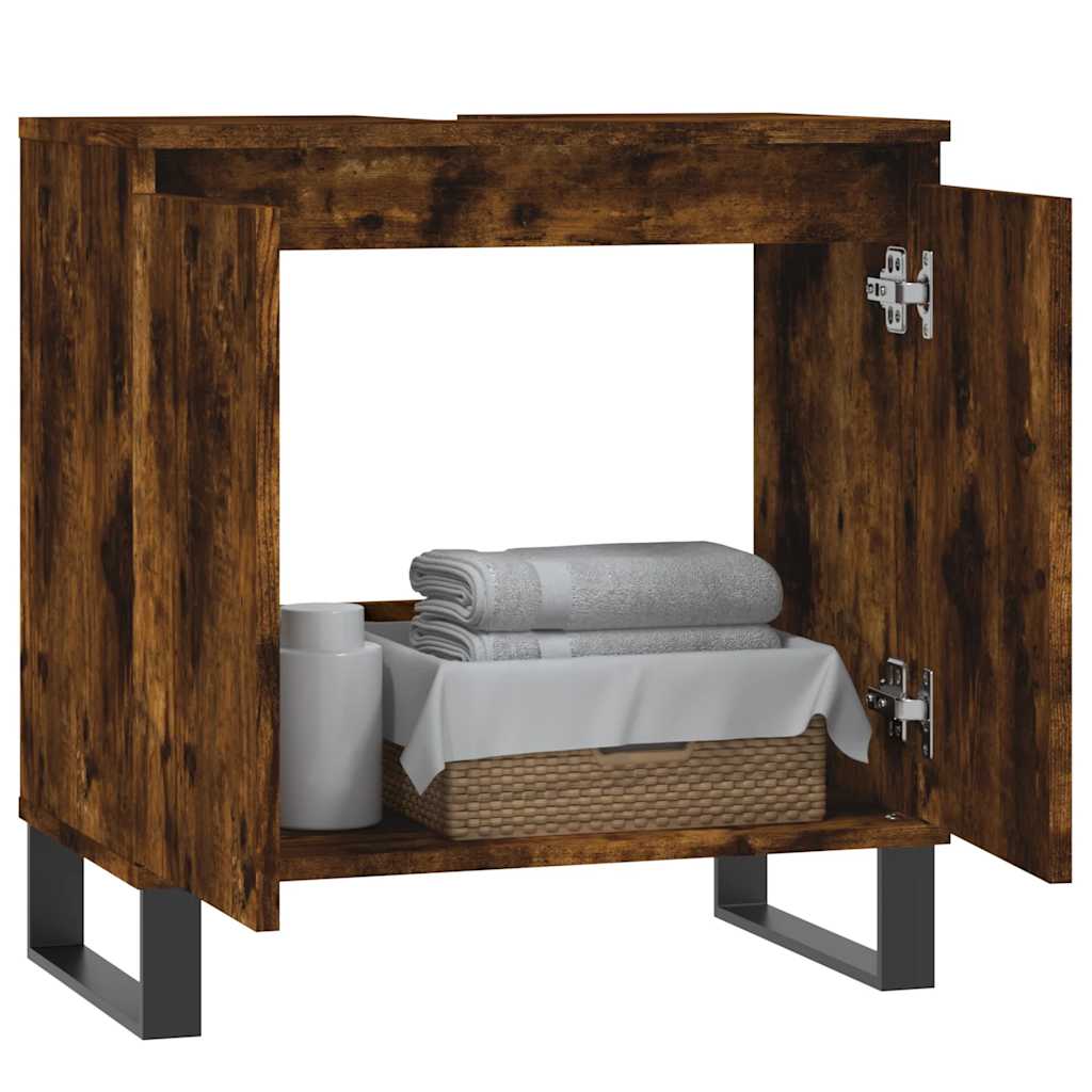 badeværelsesskab 58x33x60 cm konstrueret træ røget egetræsfarve