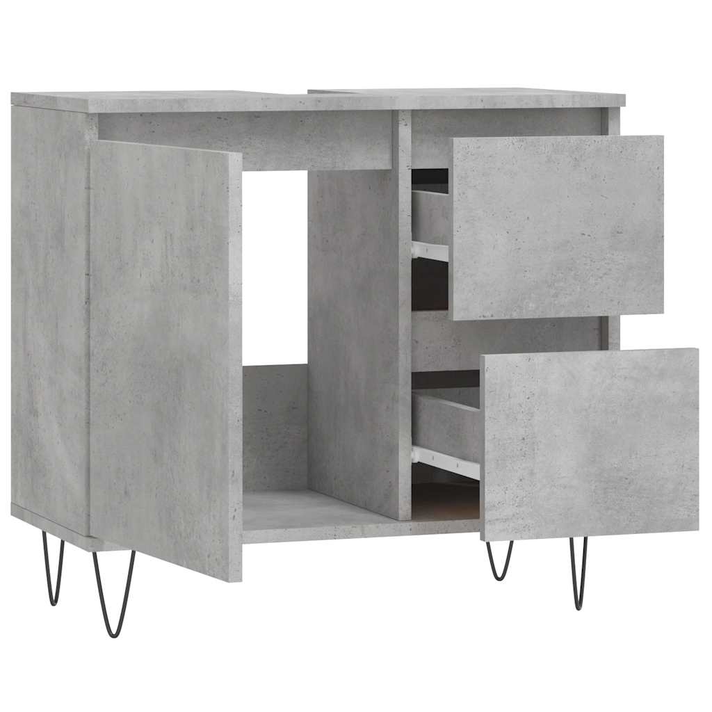 badeværelsesskab 65x33x60 cm konstrueret træ betongrå