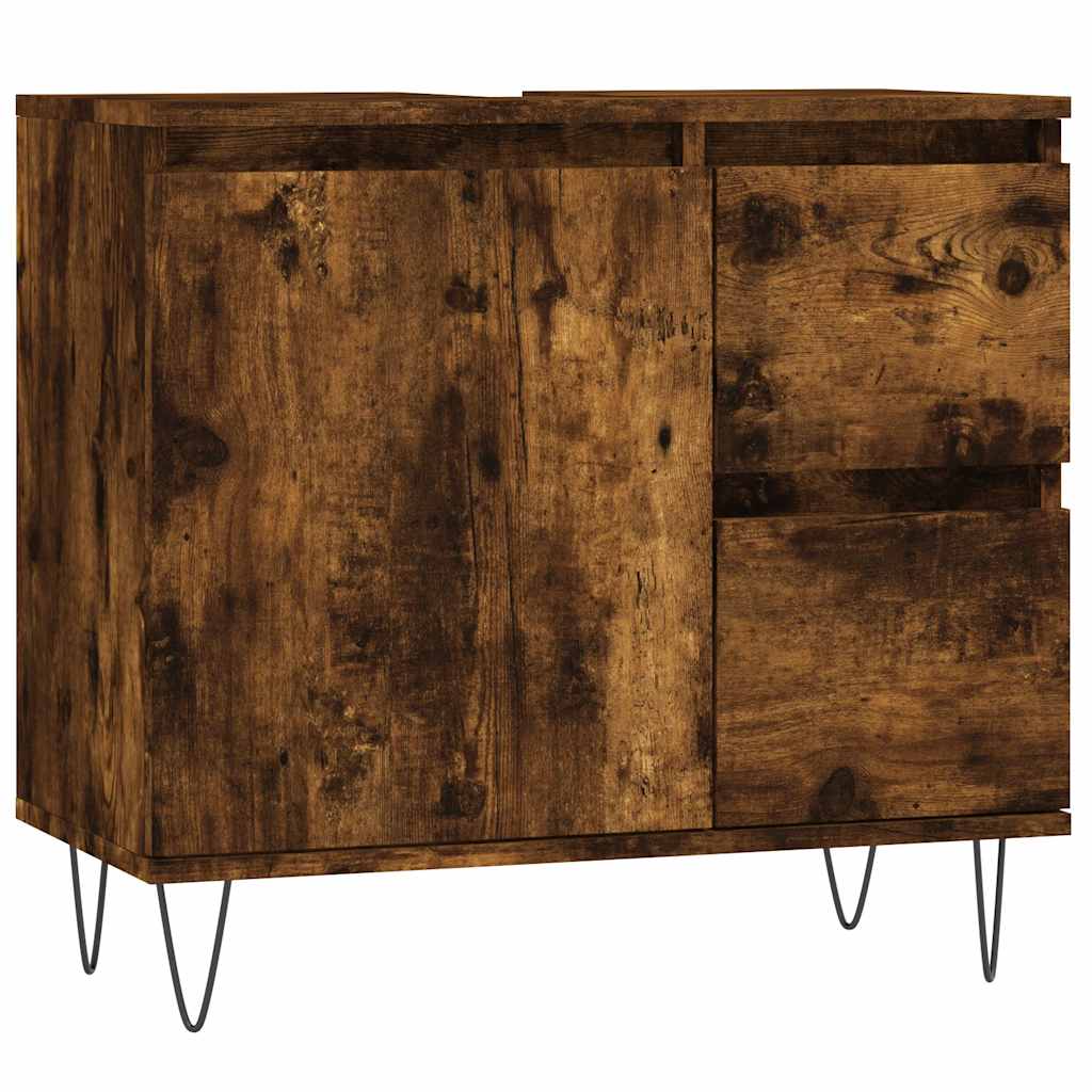 badeværelsesskab 65x33x60 cm konstrueret træ røget egetræ