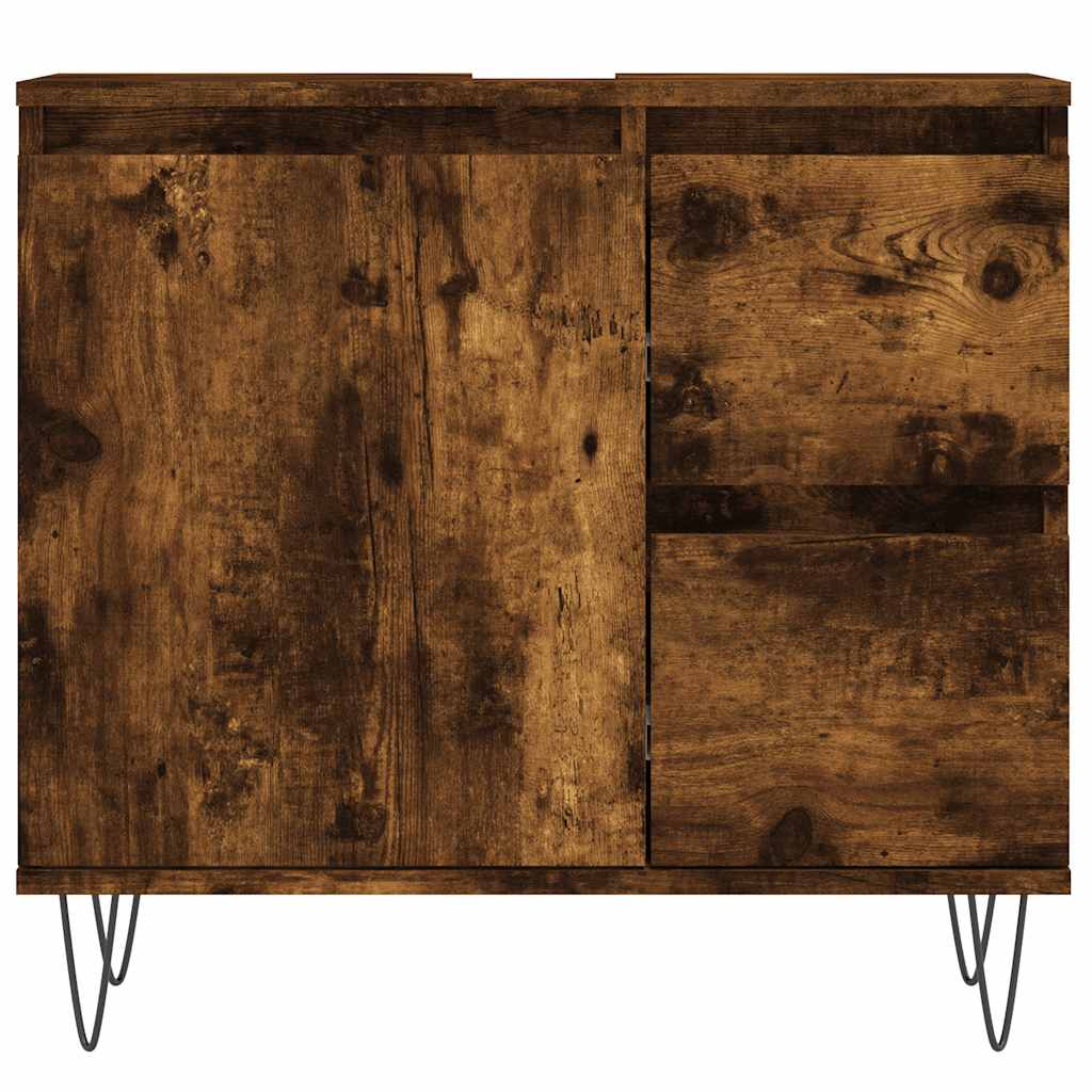 badeværelsesskab 65x33x60 cm konstrueret træ røget egetræ