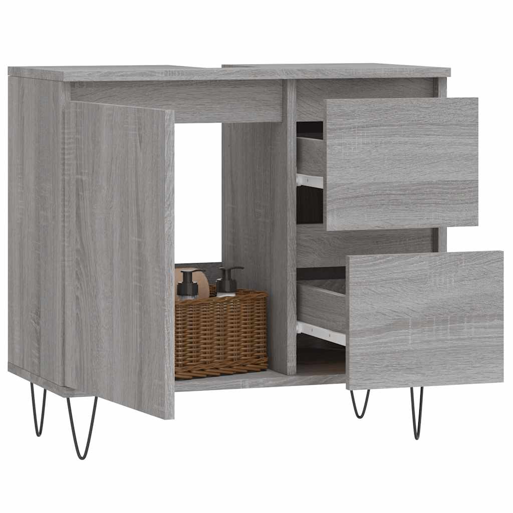 badeværelsesskab 65x33x60 cm konstrueret træ grå sonoma-eg