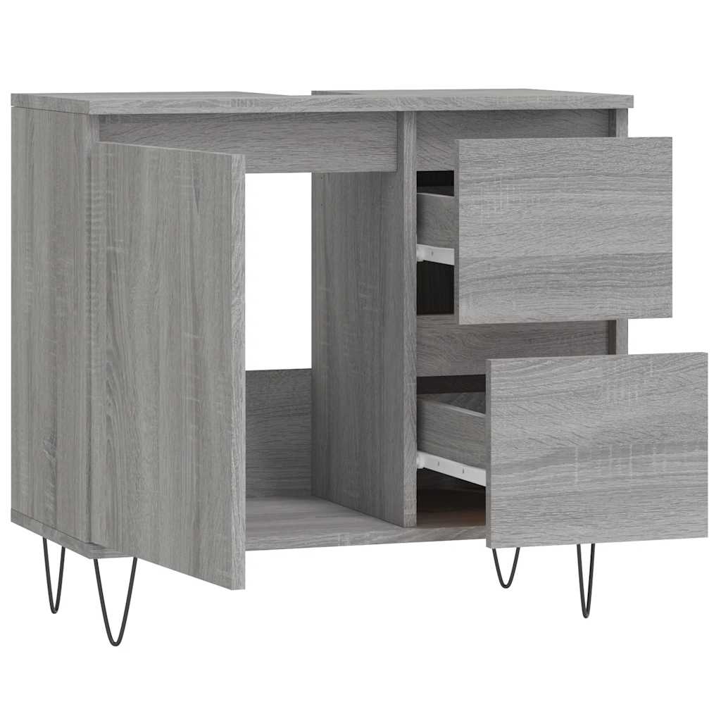 badeværelsesskab 65x33x60 cm konstrueret træ grå sonoma-eg
