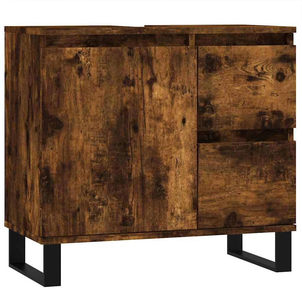 badeværelsesskab 65x33x60 cm konstrueret træ røget egetræ