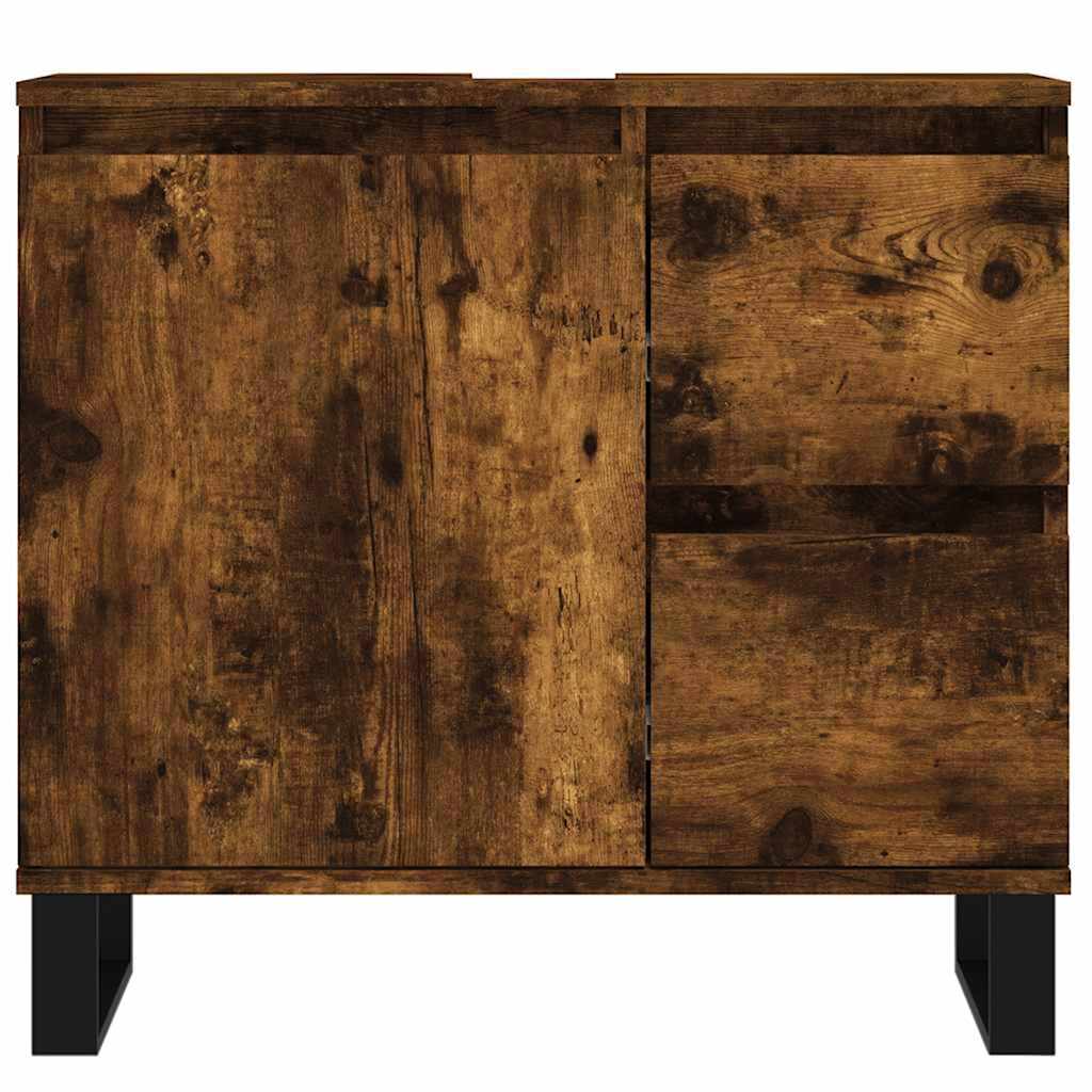 badeværelsesskab 65x33x60 cm konstrueret træ røget egetræ