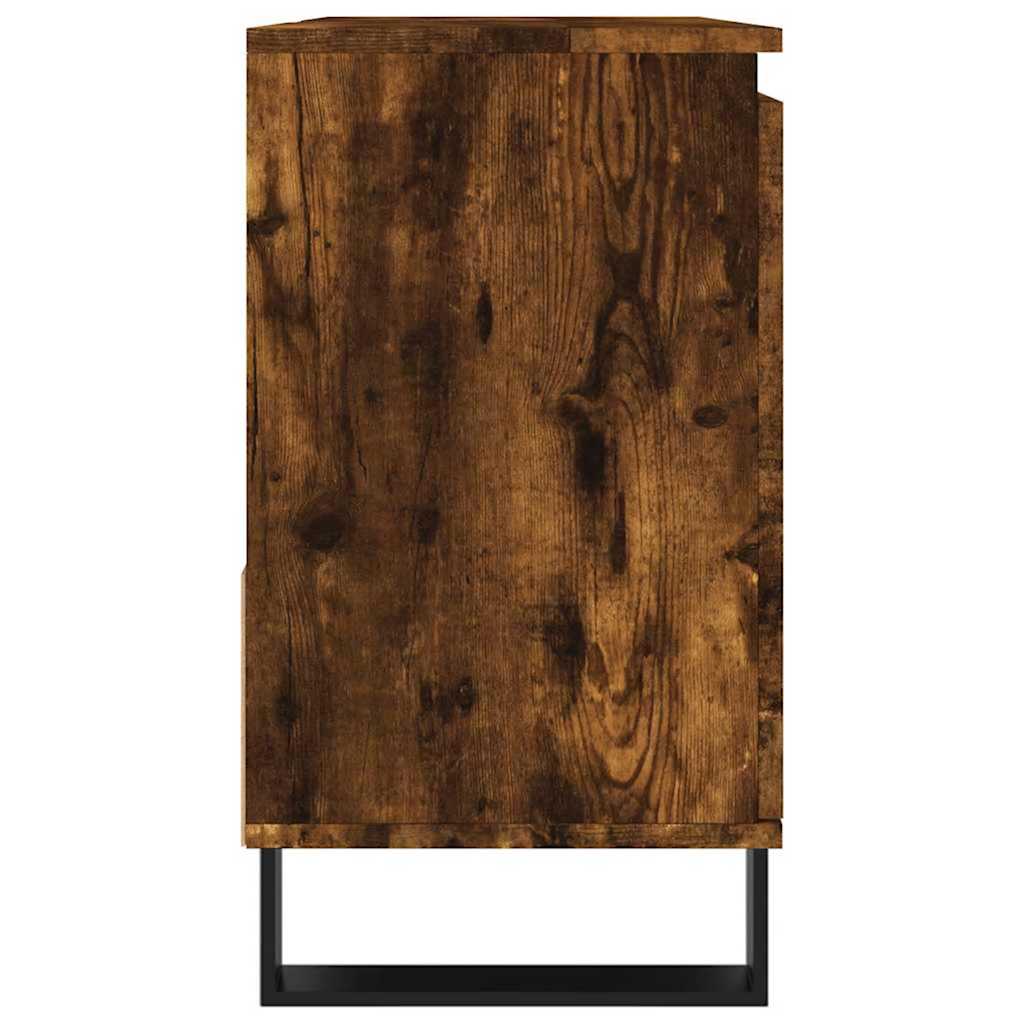 badeværelsesskab 65x33x60 cm konstrueret træ røget egetræ