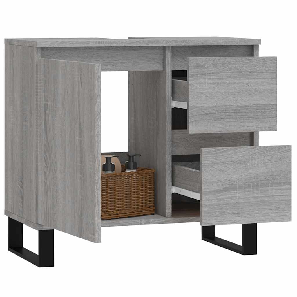 badeværelsesskab 65x33x60 cm konstrueret træ grå sonoma-eg