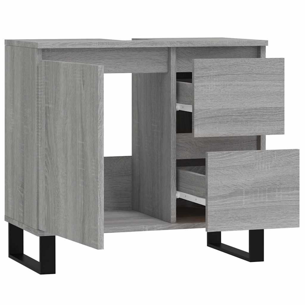 badeværelsesskab 65x33x60 cm konstrueret træ grå sonoma-eg