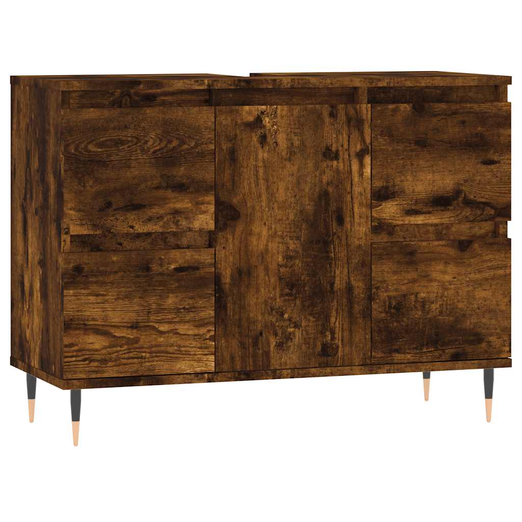 badeværelsesskab 80x33x60 cm konstrueret træ røget egetræsfarve