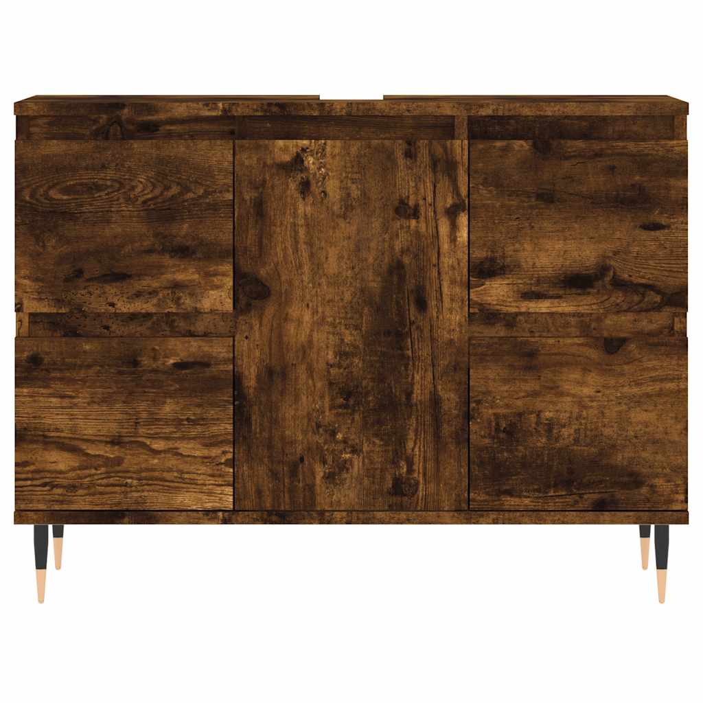 badeværelsesskab 80x33x60 cm konstrueret træ røget egetræsfarve