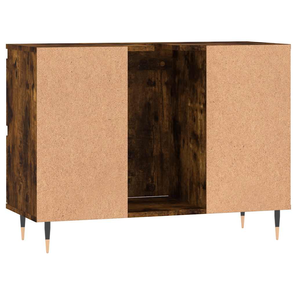 badeværelsesskab 80x33x60 cm konstrueret træ røget egetræsfarve