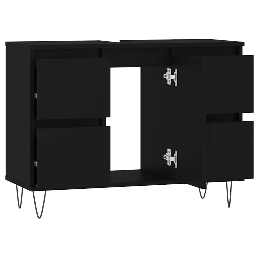 badeværelsesskab 80x33x60 cm konstrueret træ sort