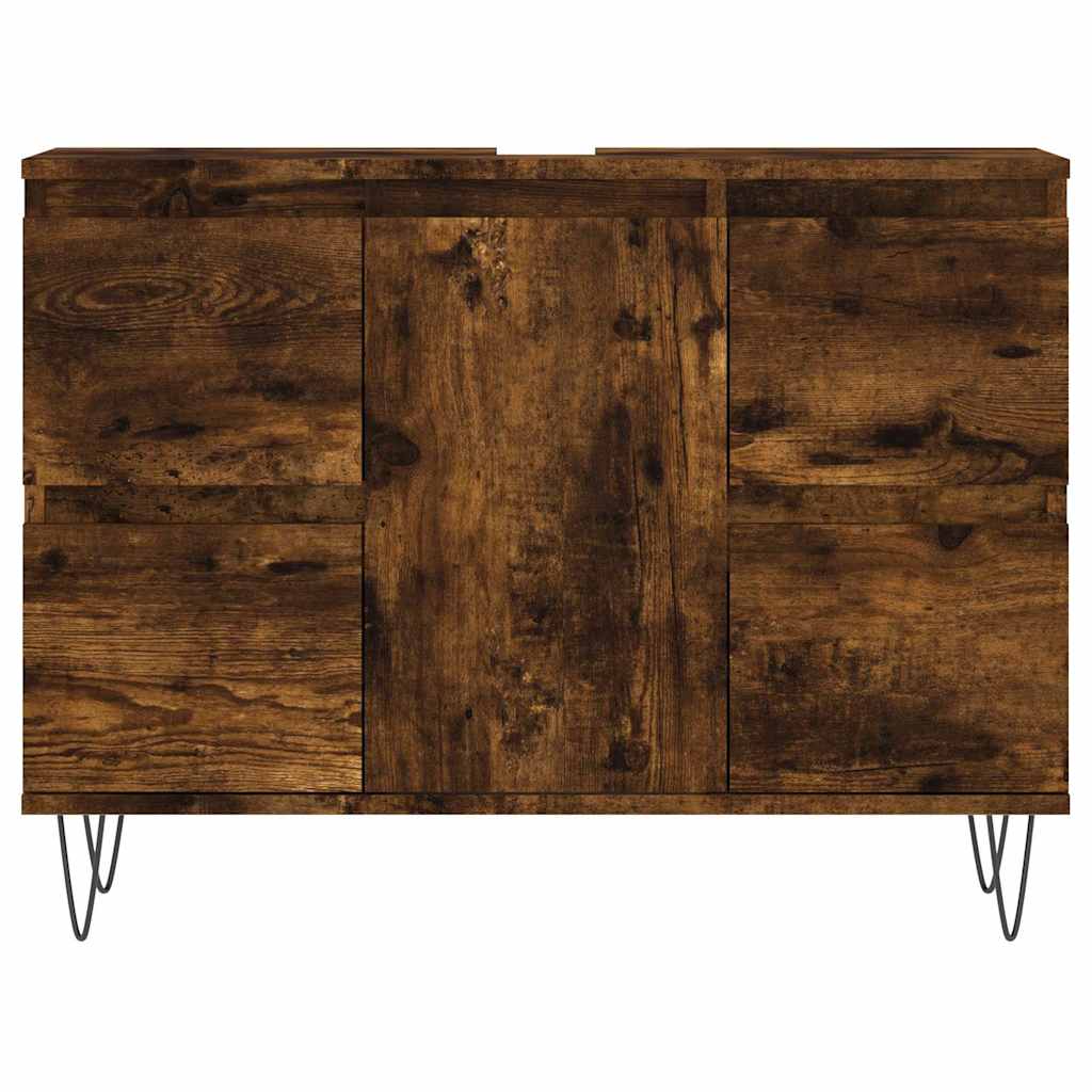 badeværelsesskab 80x33x60 cm konstrueret træ røget egetræsfarve