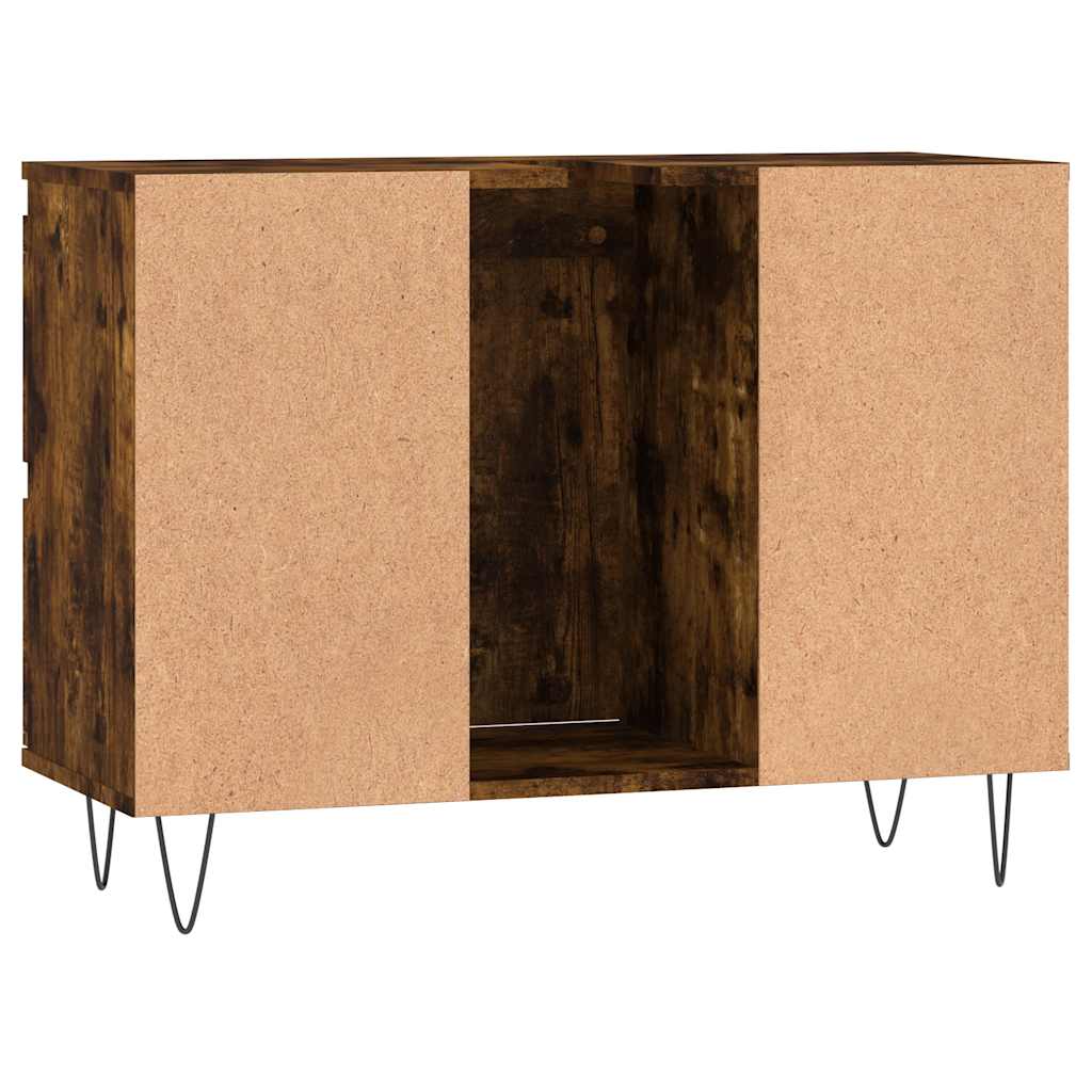 badeværelsesskab 80x33x60 cm konstrueret træ røget egetræsfarve