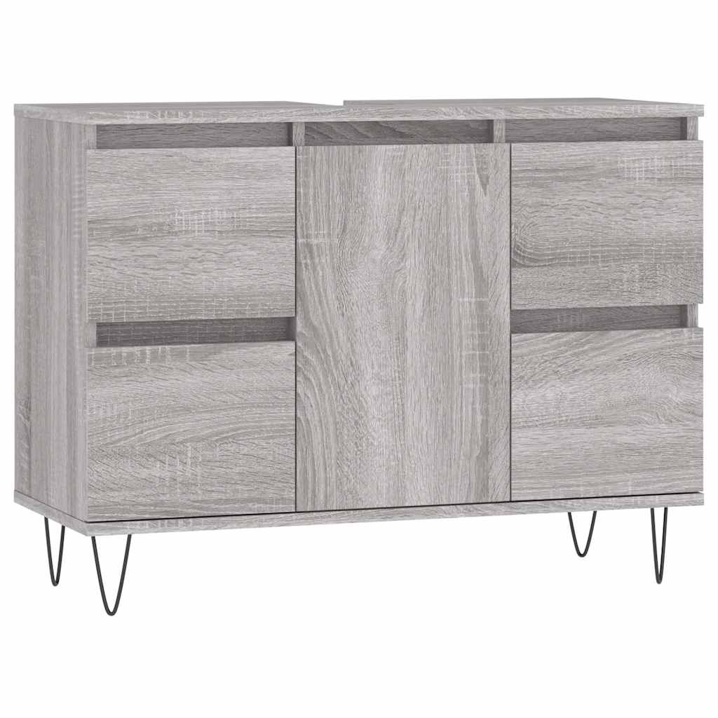 badeværelsesskab 80x33x60 cm konstrueret træ grå sonoma-eg