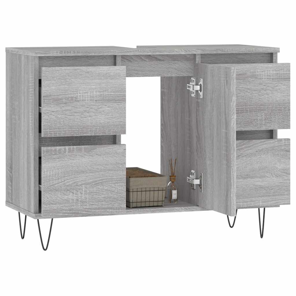 badeværelsesskab 80x33x60 cm konstrueret træ grå sonoma-eg
