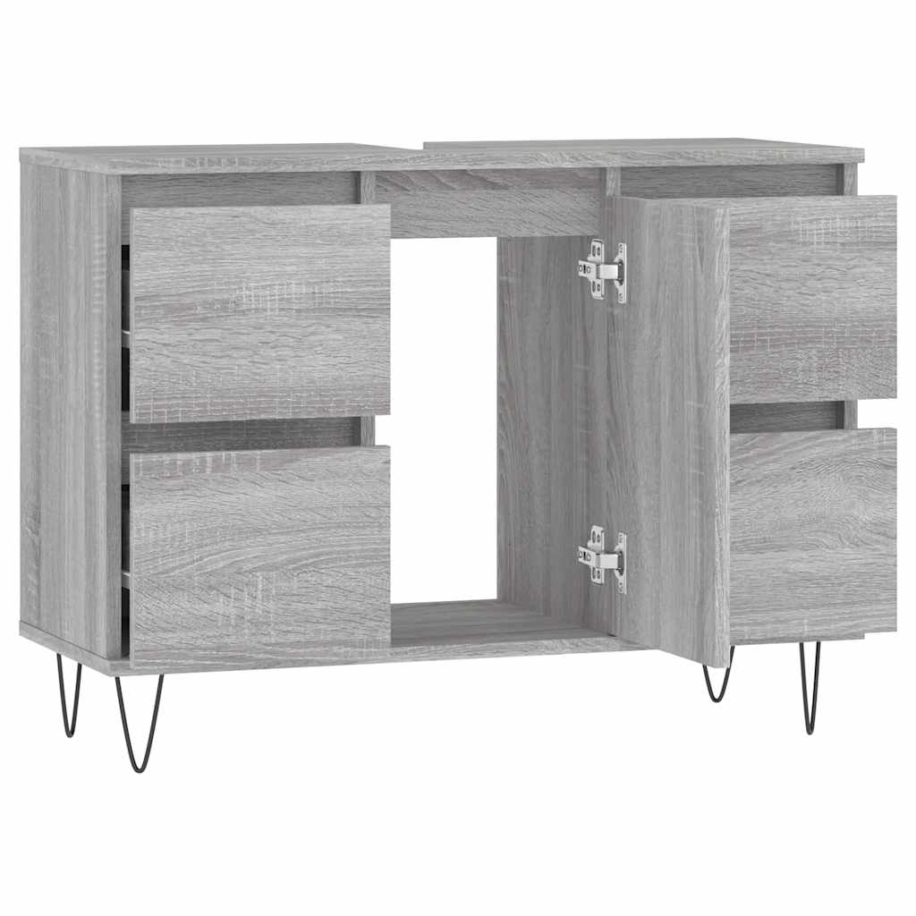 badeværelsesskab 80x33x60 cm konstrueret træ grå sonoma-eg